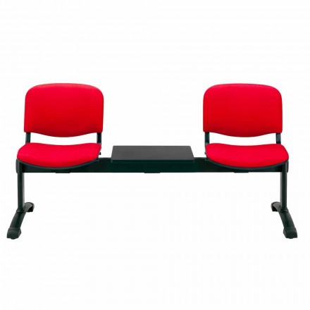 Panca da Sala da Attesa a 2 Moduli Seduta in Tessuto/Ecopelle e Faggio – Carmela Viadurini