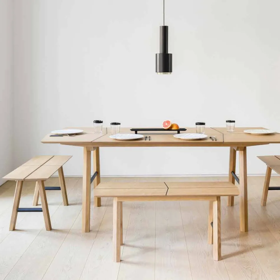 Panca di Design Moderno in Legno di Frassino con Seduta Impiallacciata - Andria Viadurini