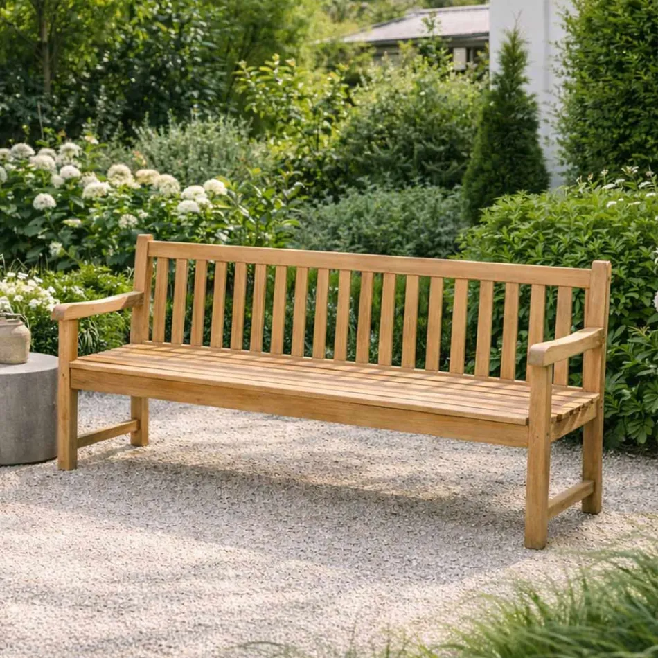 Panchina da Giardino in Teak Naturale di Varie Misure – Yggdrasil Viadurini