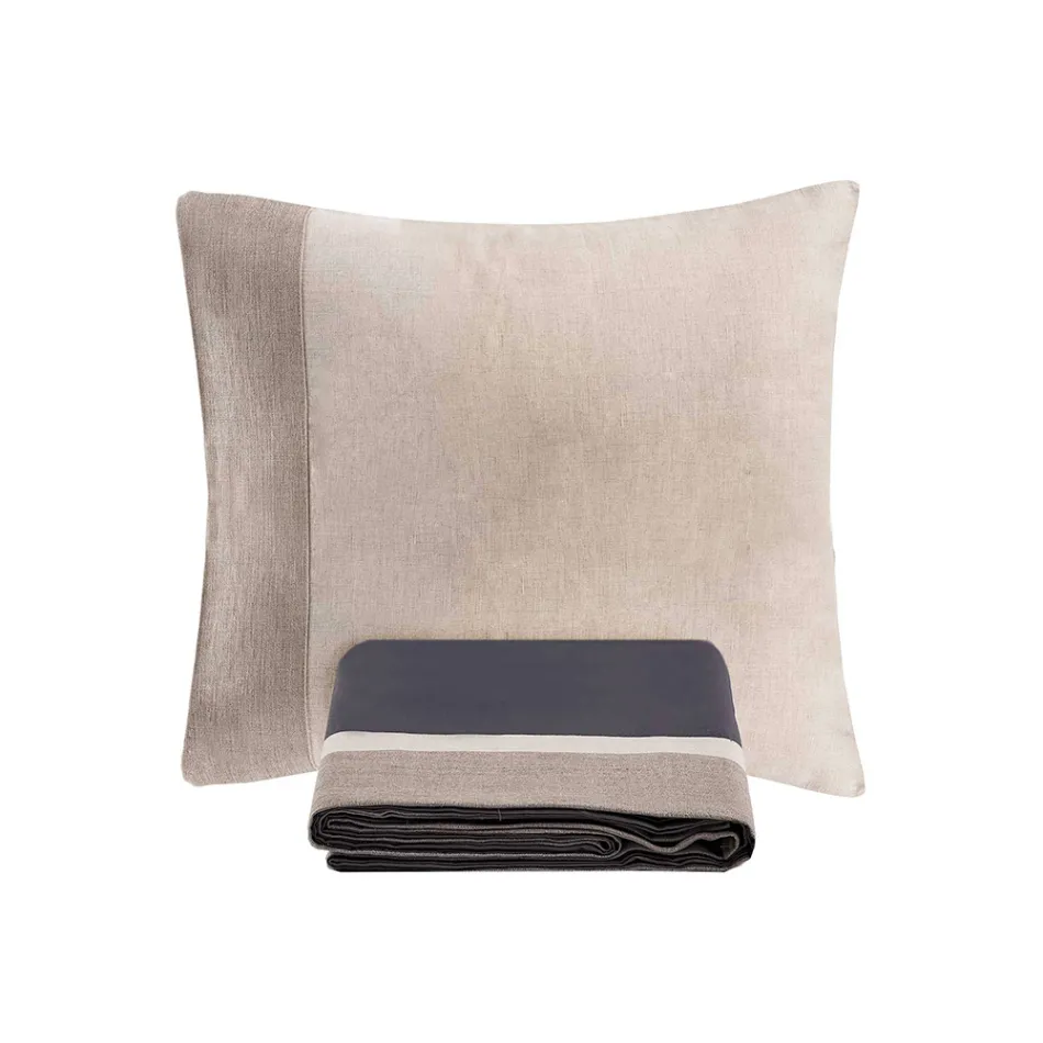 Parure Copripiumino in 90% Cotone e 10% Lino con 1 Federa Made in Italy - Nestle Viadurini