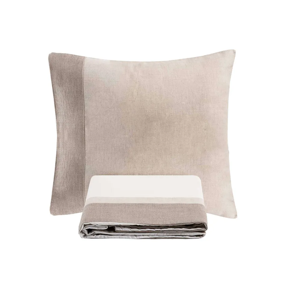 Parure Copripiumino in 90% Cotone e 10% Lino con 1 Federa Made in Italy - Nestle Viadurini