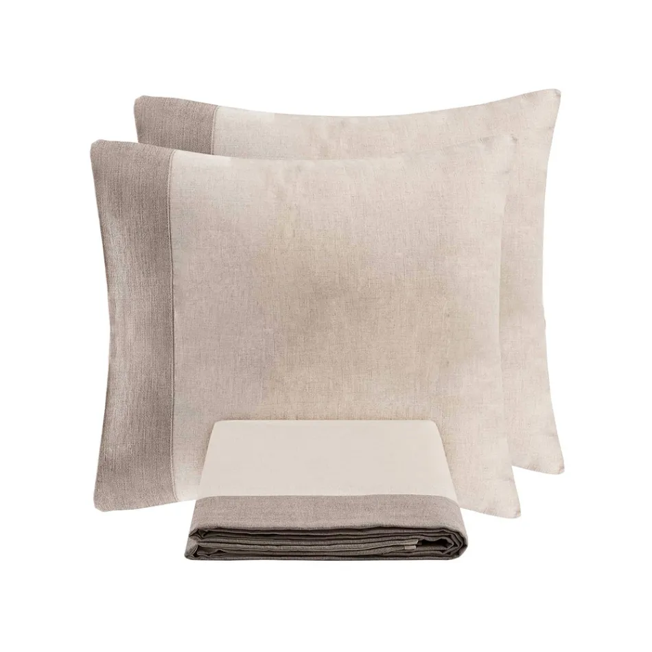 Parure Copripiumino in 90% Cotone e 10% Lino con 2 Federe Made in Italy - Nestle Viadurini