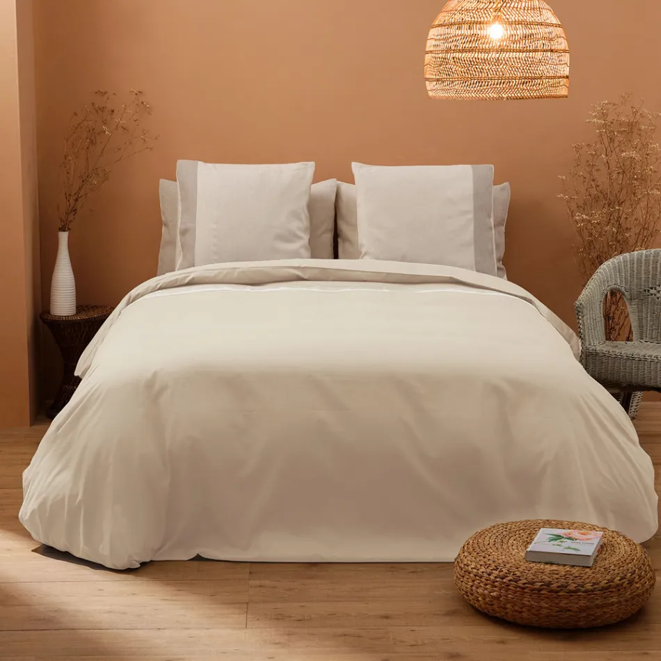 Parure Copripiumino in 90% Cotone e 10% Lino con 2 Federe Made in Italy - Nestle Viadurini