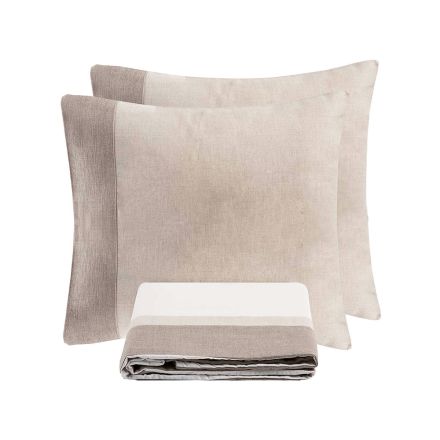 Parure Copripiumino in 90% Cotone e 10% Lino con 2 Federe Made in Italy - Nestle Viadurini