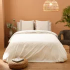 Parure Copripiumino Matrimoniale in 90% Cotone e 10% Lino Made in Italy - Nestle Viadurini