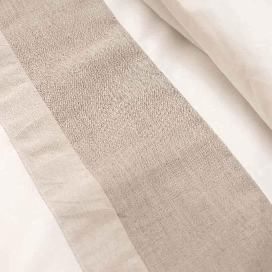 Parure Copripiumino Matrimoniale in 90% Cotone e 10% Lino Made in Italy - Nestle Viadurini