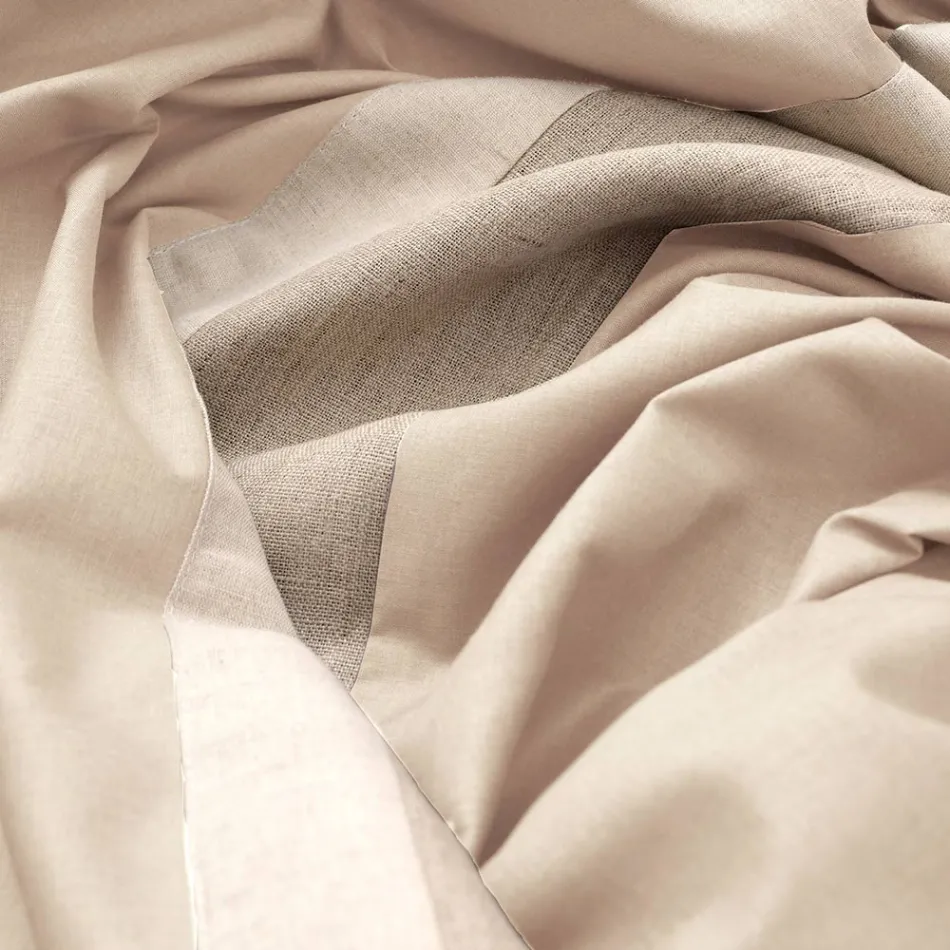 Parure Copripiumino Matrimoniale in 90% Cotone e 10% Lino Made in Italy - Nestle Viadurini