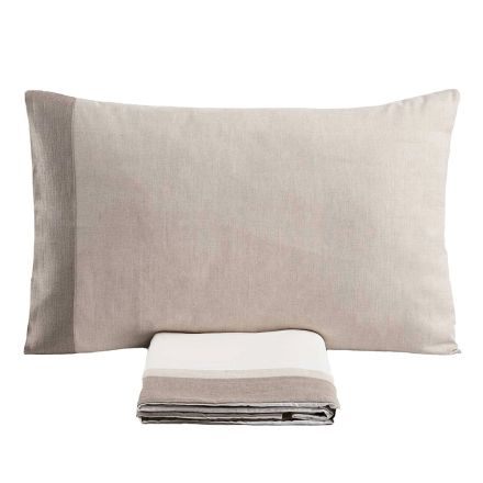 Parure Copripiumino Matrimoniale in 90% Cotone e 10% Lino Made in Italy - Nestle Viadurini