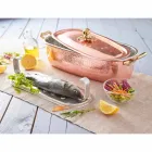 Pesciera Pentola in Rame Stagnato a Mano Italiano con Coperchio 44 cm - Mariapia Viadurini