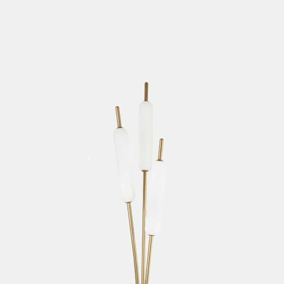 Piantana a 3 Luci in Ottone e Vetro Design Moderno Elegante - Typha by Il Fanale Viadurini