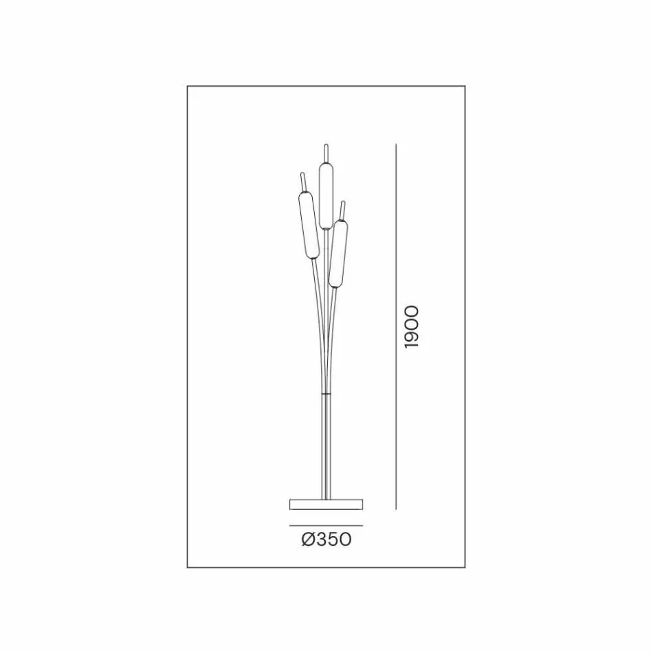 Piantana a 3 Luci in Ottone e Vetro Design Moderno Elegante - Typha by Il Fanale Viadurini