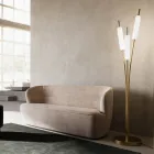 Piantana a 3 Luci in Ottone e Vetro Design Moderno Elegante - Typha by Il Fanale Viadurini