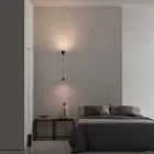 Piantana a Filo in Alluminio Nero e Doppio Cono Design Minimale - Mercado Viadurini