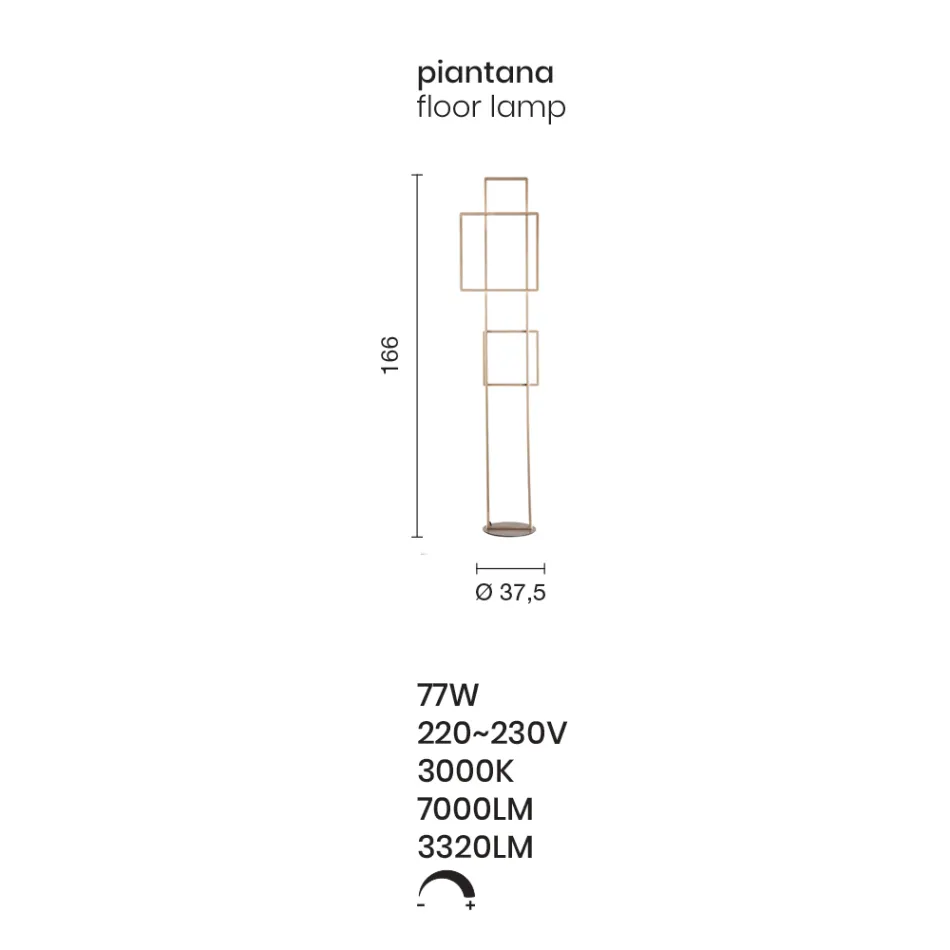 Piantana a LED in Metallo Verniciato Oro o Argento di Design - Formale Viadurini