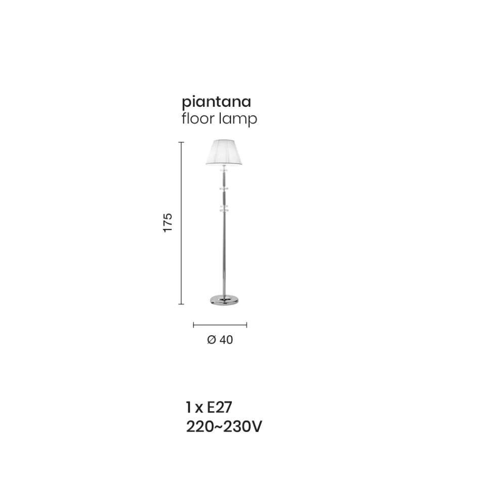 Piantana Design Classico in Metallo Cromo, Cristallo e Brillanti - Sisifo Viadurini
