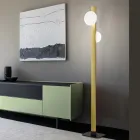 Piantana in Alluminio e Luce in Vetro Soffiato Bianco - Alma Viadurini