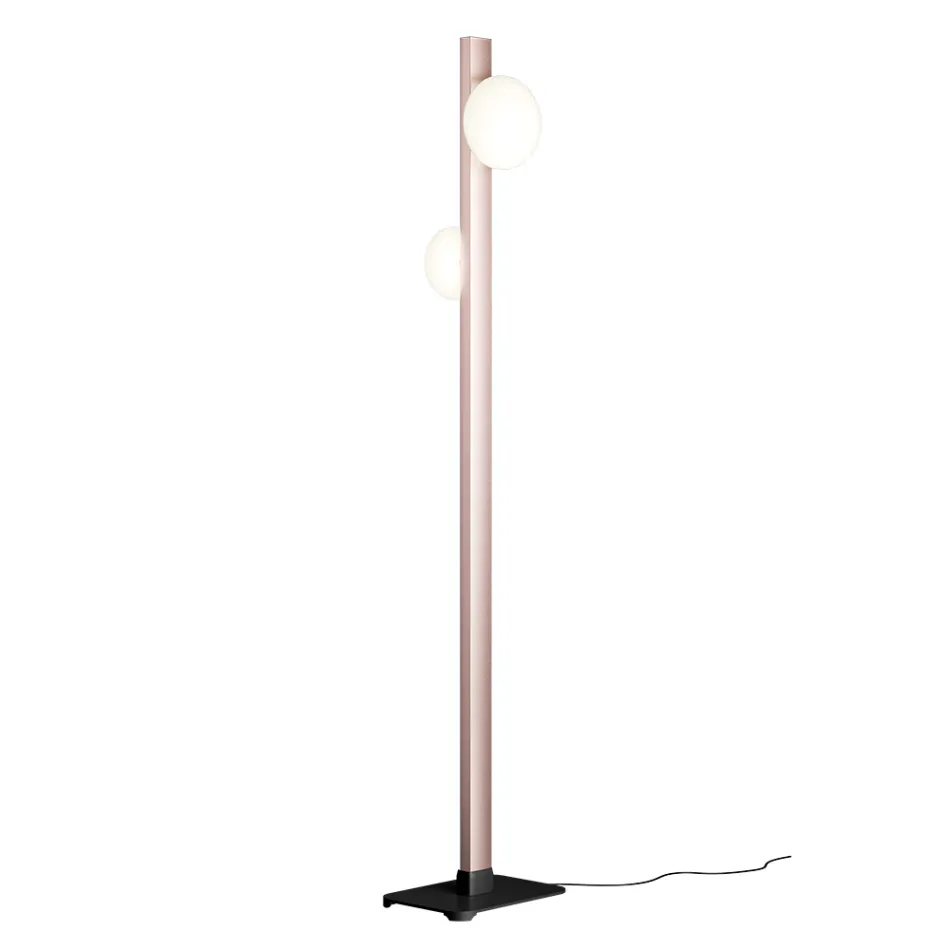 Piantana in Alluminio e Luce in Vetro Soffiato Bianco - Alma Viadurini