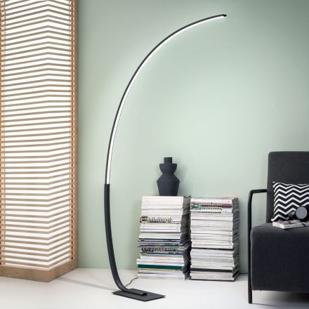 Piantana Moderna a LED Dimmerabile in Metallo Nero, Oro o Bianco - Gondola Viadurini