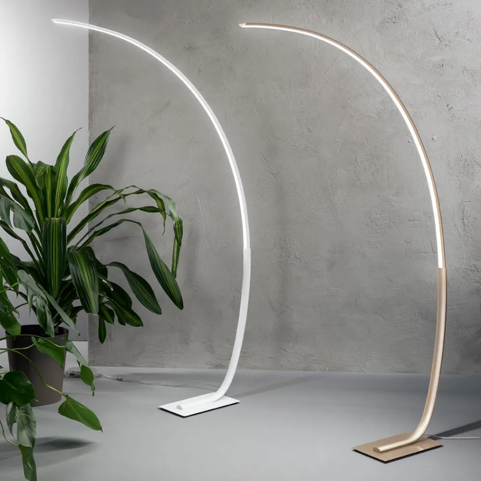 Piantana Moderna a LED Dimmerabile in Metallo Nero, Oro o Bianco - Gondola Viadurini