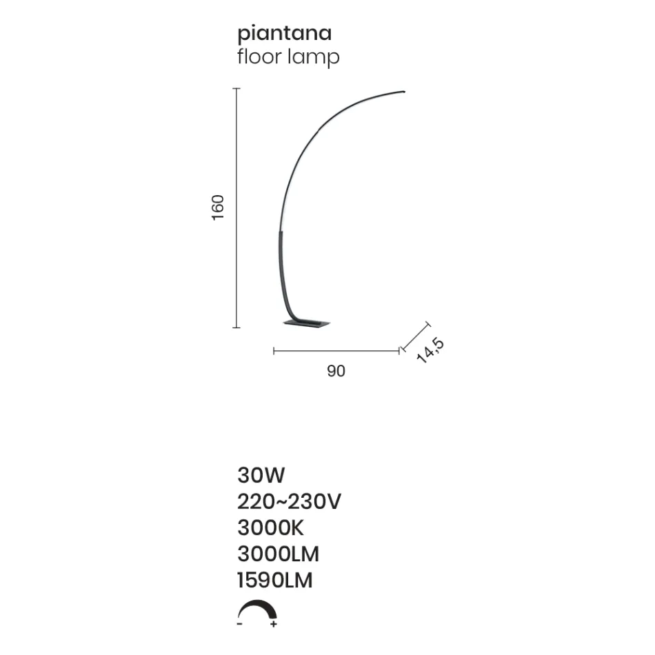 Piantana Moderna a LED Dimmerabile in Metallo Nero, Oro o Bianco - Gondola Viadurini