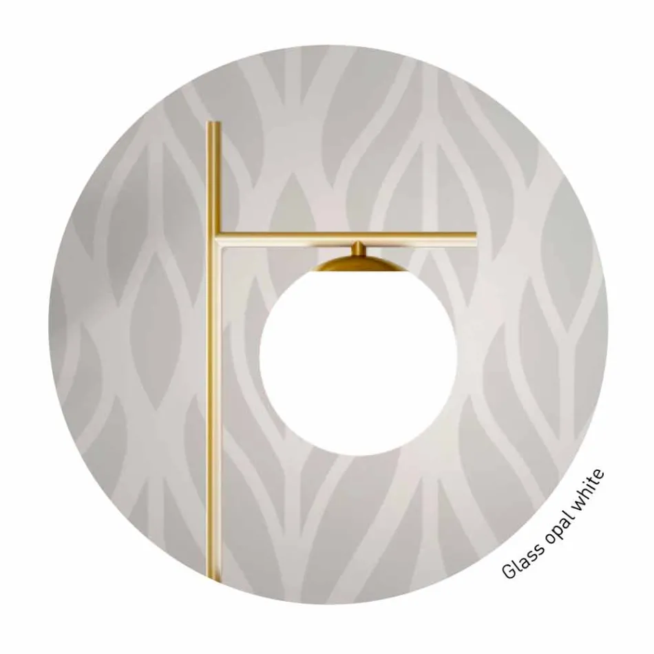 Piantana Moderna in Metallo Finitura Ottone e Vetro Opale Made in Italy - Carima Viadurini