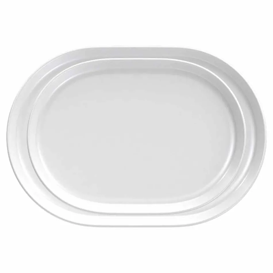 Piatti da Servizio Moderni di Design Ovale Bianco in Porcellana 4 Pezzi - Artico Viadurini