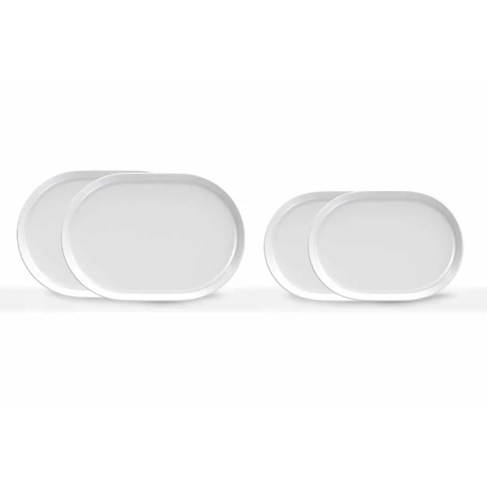 Piatti da Servizio Moderni di Design Ovale Bianco in Porcellana 4 Pezzi - Artico Viadurini