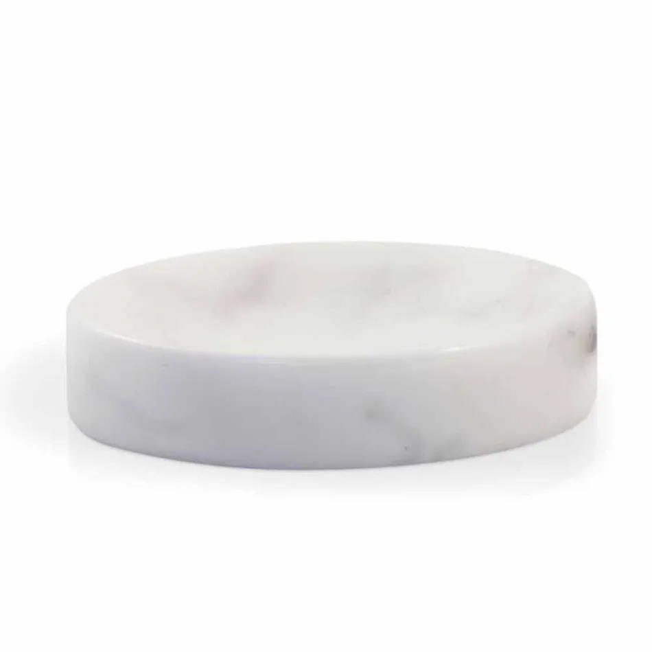 Piattino Porta Sapone in Marmo Bianco di Carrara Made in Italy - Sismo Viadurini