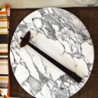Piatto da Portata Rotondo in Marmo Bianco di Carrara Made in Italy - Kamil Viadurini