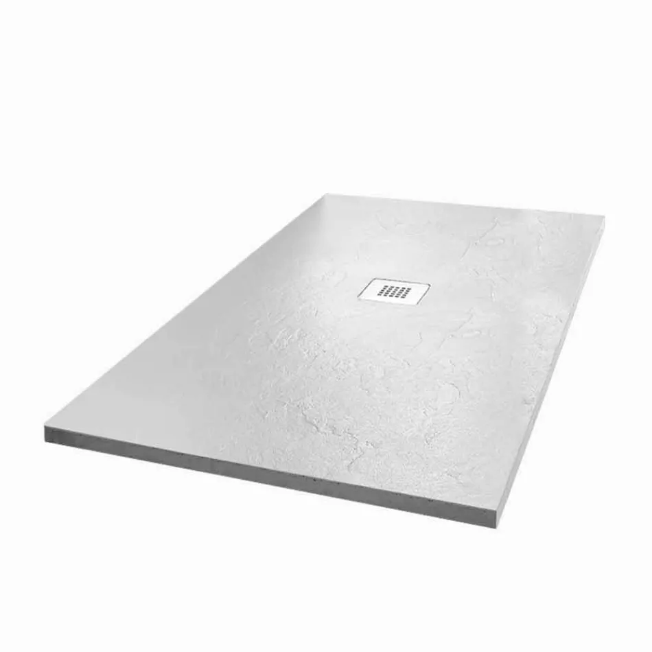 Piatto Doccia 120x70 in Resina Effetto Ardesia con Griglia in Acciaio - Sommo Viadurini