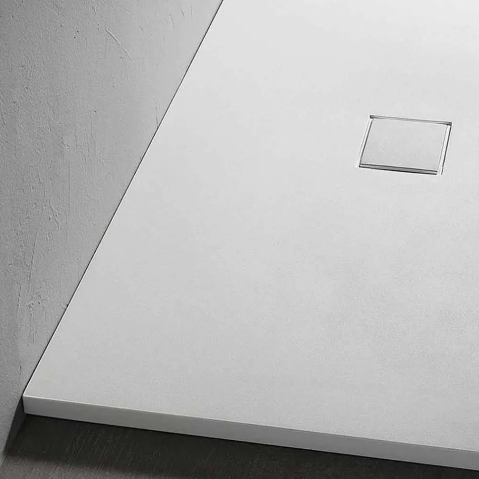 Piatto Doccia 120x90 Moderno in Resina Finitura Effetto Velluto Bianco - Estimo Viadurini
