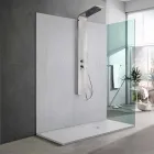 Piatto Doccia in Resina Bianca Effetto Ardesia 170x70 Design Moderno - Sommo Viadurini