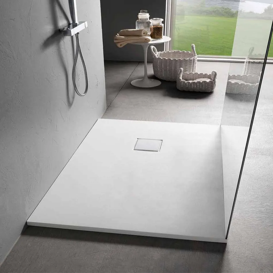 Piatto Doccia Moderno Rettangolare 100x80 cm in Resina Effetto Velluto - Estimo Viadurini