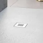 Piatto Doccia Quadrato 80x80 in Resina Effetto Ardesia Bianca e Acciaio - Sommo Viadurini
