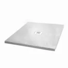 Piatto Doccia Quadrato 80x80 in Resina Effetto Ardesia Bianca e Acciaio - Sommo Viadurini
