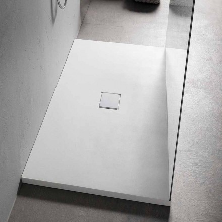Piatto Doccia Rettangolare 160x70 cm in Resina Bianca Design Moderno - Estimo Viadurini