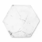 Piatto Esagonale di Design in Marmo Bianco di Carrara Made in Italy - Sintia Viadurini
