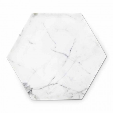 Piatto Esagonale di Design in Marmo Bianco di Carrara Made in Italy - Sintia Viadurini