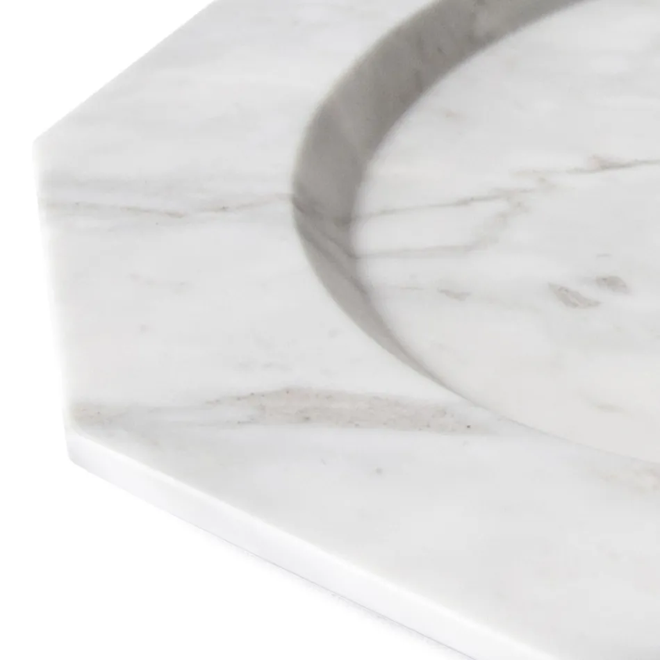 Piatto Piano Grande in Marmo Arabescato Satinato di Design Italiano - Rodio Viadurini