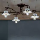 Plafoniera a 3 o 4 Luci in Ceramica Artigianale Decorata a Mano - Roma Viadurini
