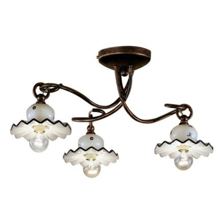 Plafoniera a 3 o 4 Luci in Ceramica Artigianale Decorata a Mano - Roma Viadurini