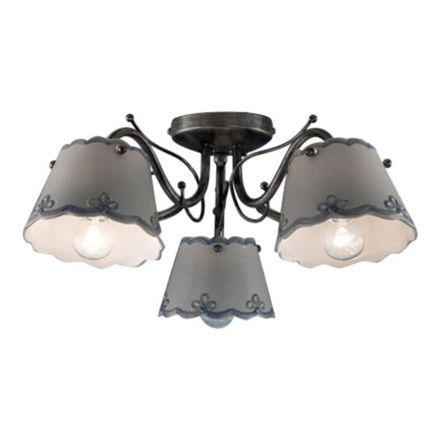 Plafoniera a 3 o 5 Luci in Ceramica Effetto Ricamo Dipinta a Mano - Ravenna Viadurini