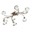 Plafoniera a 6 Luci Vintage in Ferro, Vetro e Rose di Ceramica - Siena