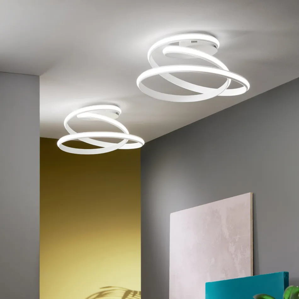 Plafoniera a LED in Metallo Verniciato Bianco Design Moderno - Rivolta Viadurini