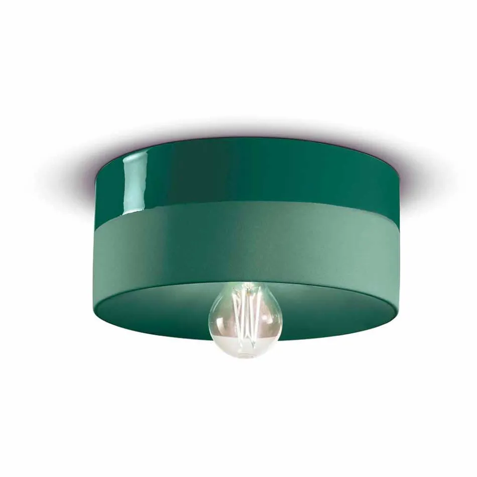 Plafoniera a Soffitto Circolare in Ceramica Colorata Made in Italy – Ferroluce Pi Viadurini