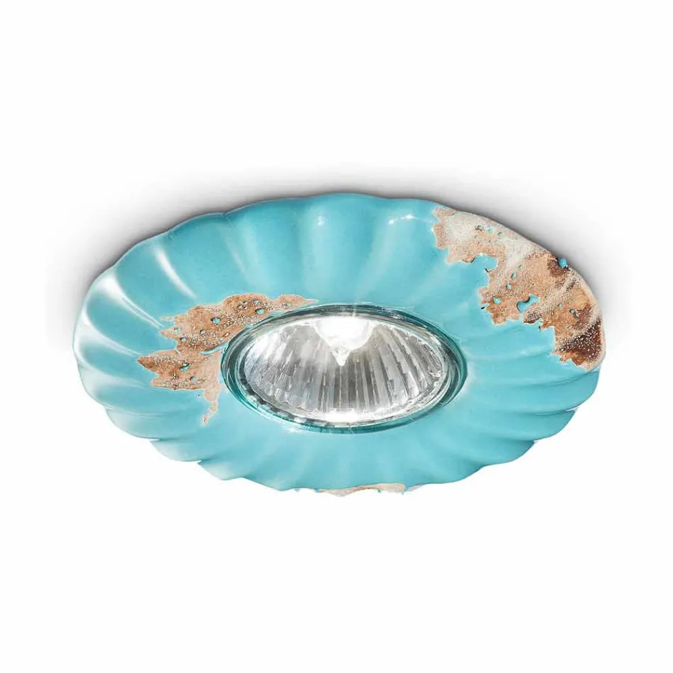 Plafoniera a soffitto tonda in ceramica artigianale Cindy Ferroluce Viadurini