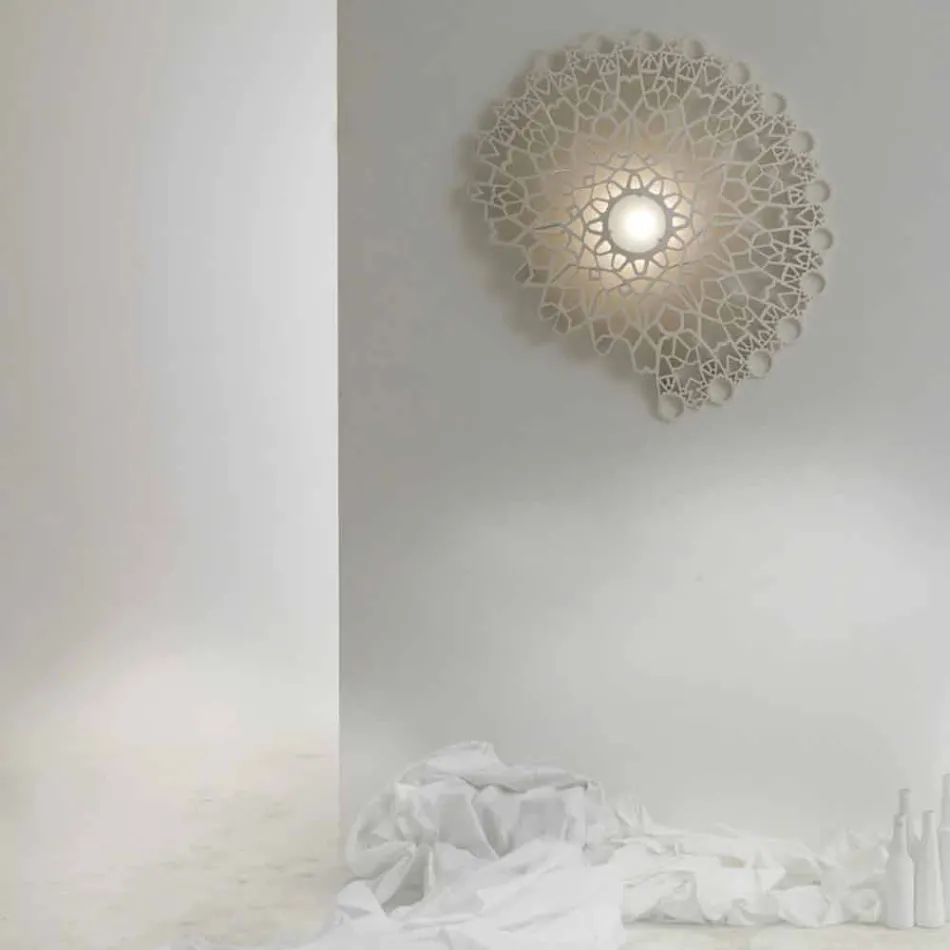 Plafoniera Applique in Tecnopolimero Bianco o Oro Design 2 Misure - Cattedrale Viadurini