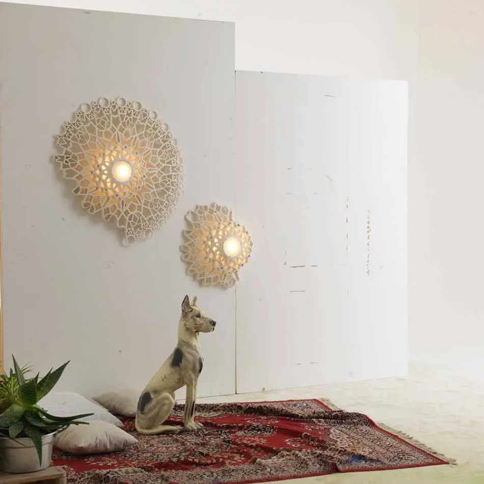 Plafoniera Applique in Tecnopolimero Bianco o Oro Design 2 Misure - Cattedrale Viadurini