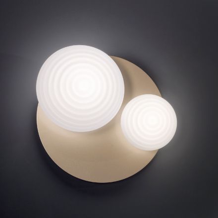 Plafoniera Applique in Vetro Soffiato con Struttura in Metallo - Rondine Viadurini