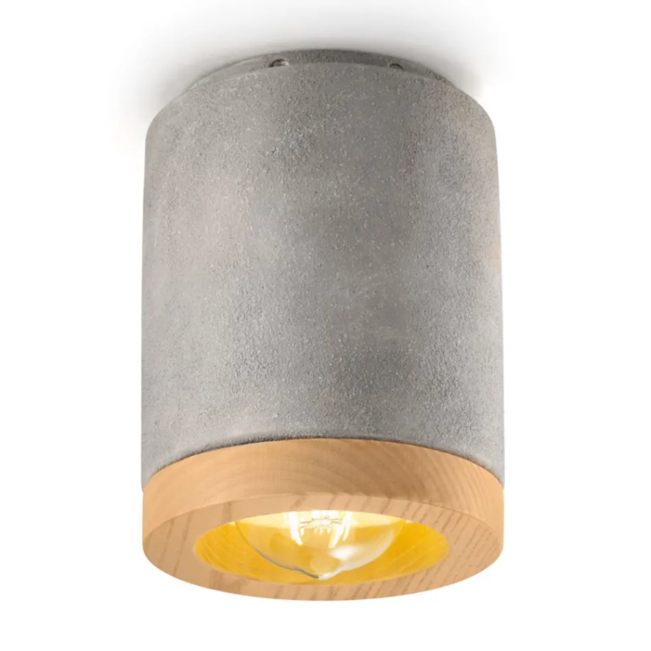 Plafoniera Artigianale in Legno e Ceramica Design Stile Nordico - Nateca Viadurini